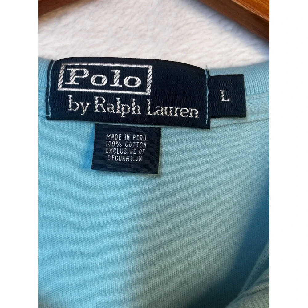 Vintage Ralph Lauren Polo Men's Shirt Large Turquoise‎ Pink Pony Preppy Blue